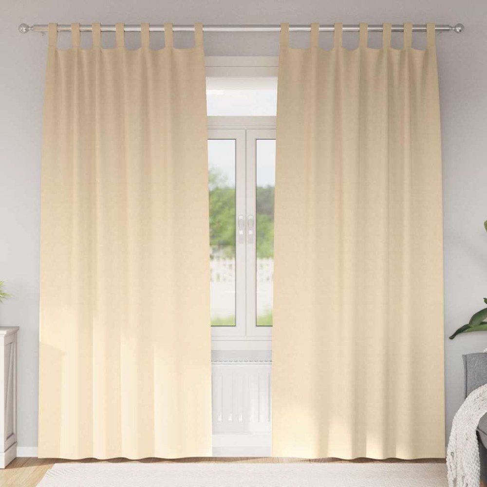 vidaXL Gardiner med gardiner 2 pcs Kräm Polyester