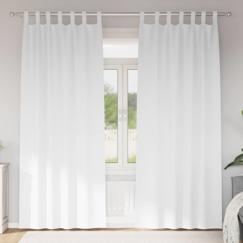 vidaXL Gardiner med gardiner 2 pcs Ren vit Polyester