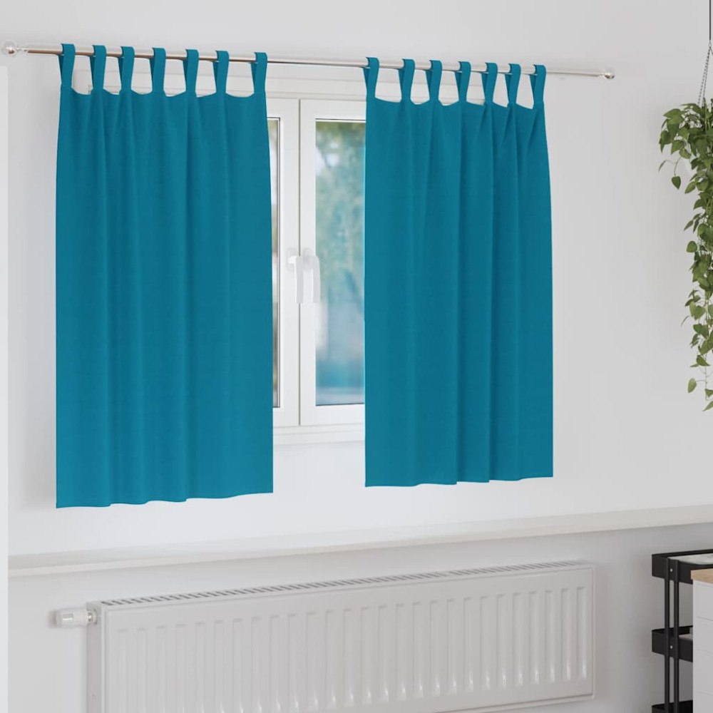 vidaXL Gardiner med gardiner 2 pcs Turkos Polyester