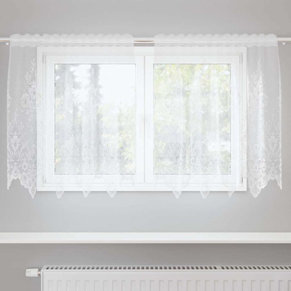 vidaXL Gardiner med gardiner Blommor Vit 150 x 100 cm Polyester