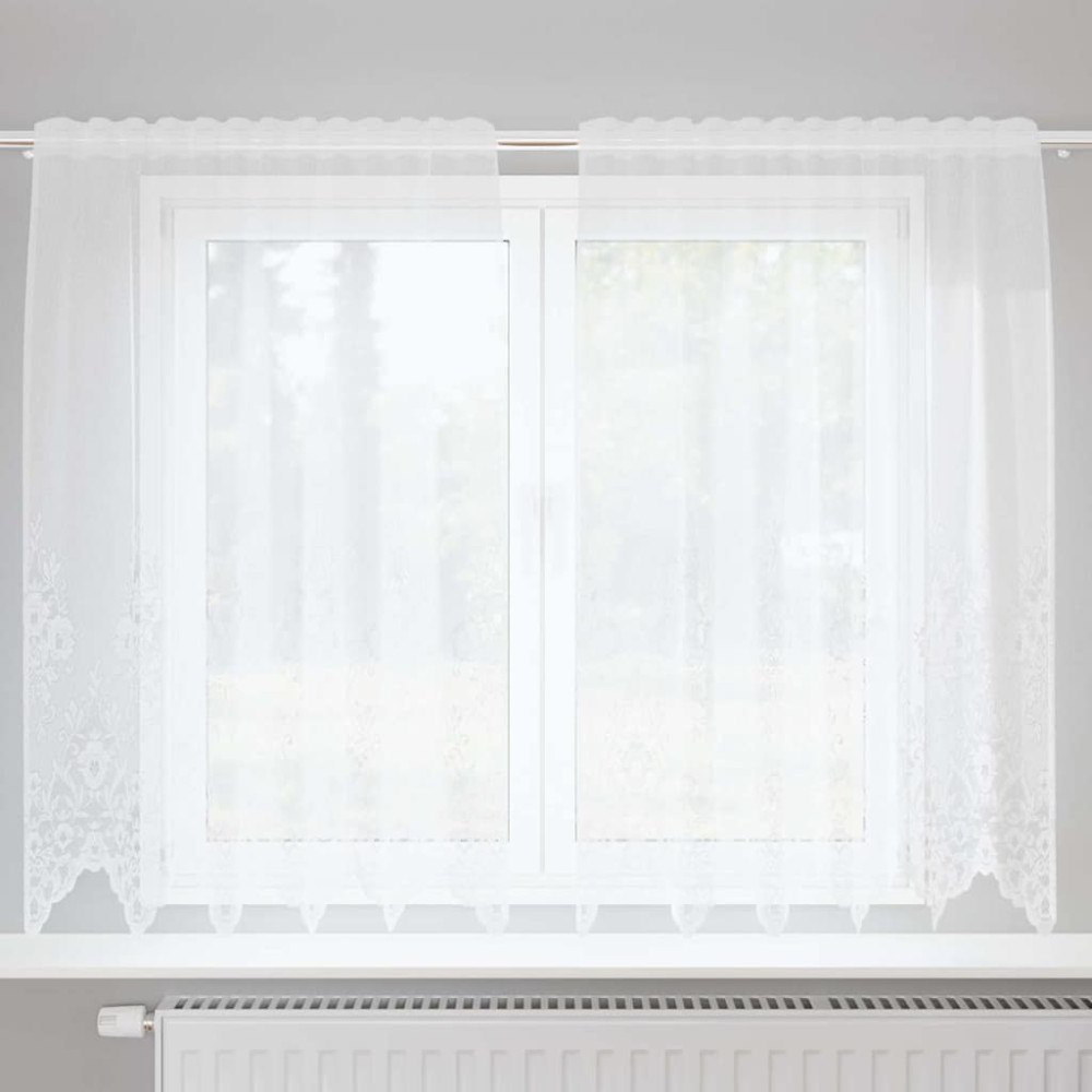 vidaXL Gardiner med gardiner Blommor Vit 150 x 140 cm Polyester