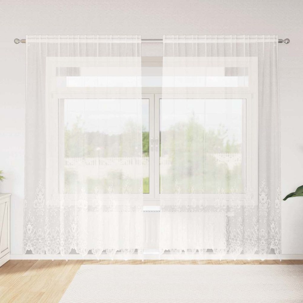 vidaXL Gardiner med gardiner Övrigt Vit 200 x 245 cm Polyester