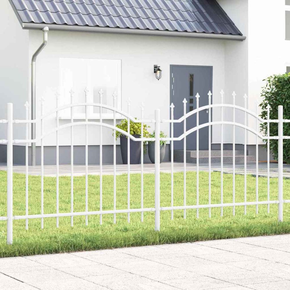 vidaXL Trädgårdsstängsel Vit 140 cm Pulverlackerad stål