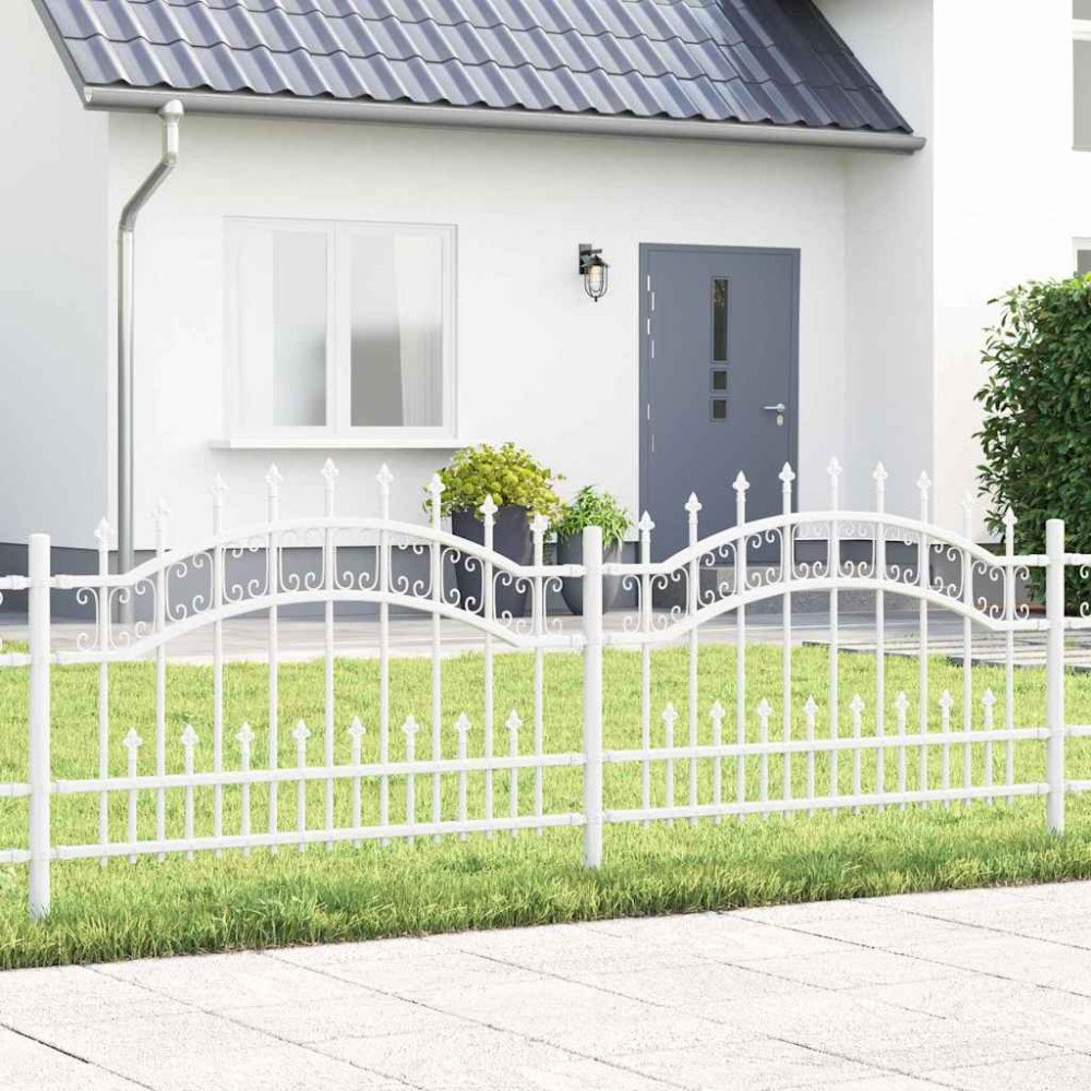 vidaXL Trädgårdsstaket Vit 115 cm Pulverlackerad stål