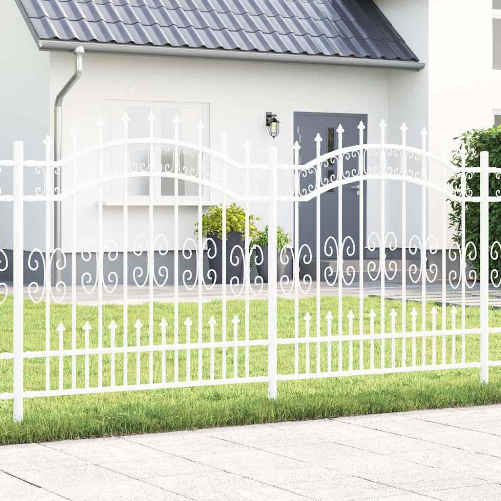 vidaXL Trädgårdsstaket Vit 165 cm Pulverlackerad stål