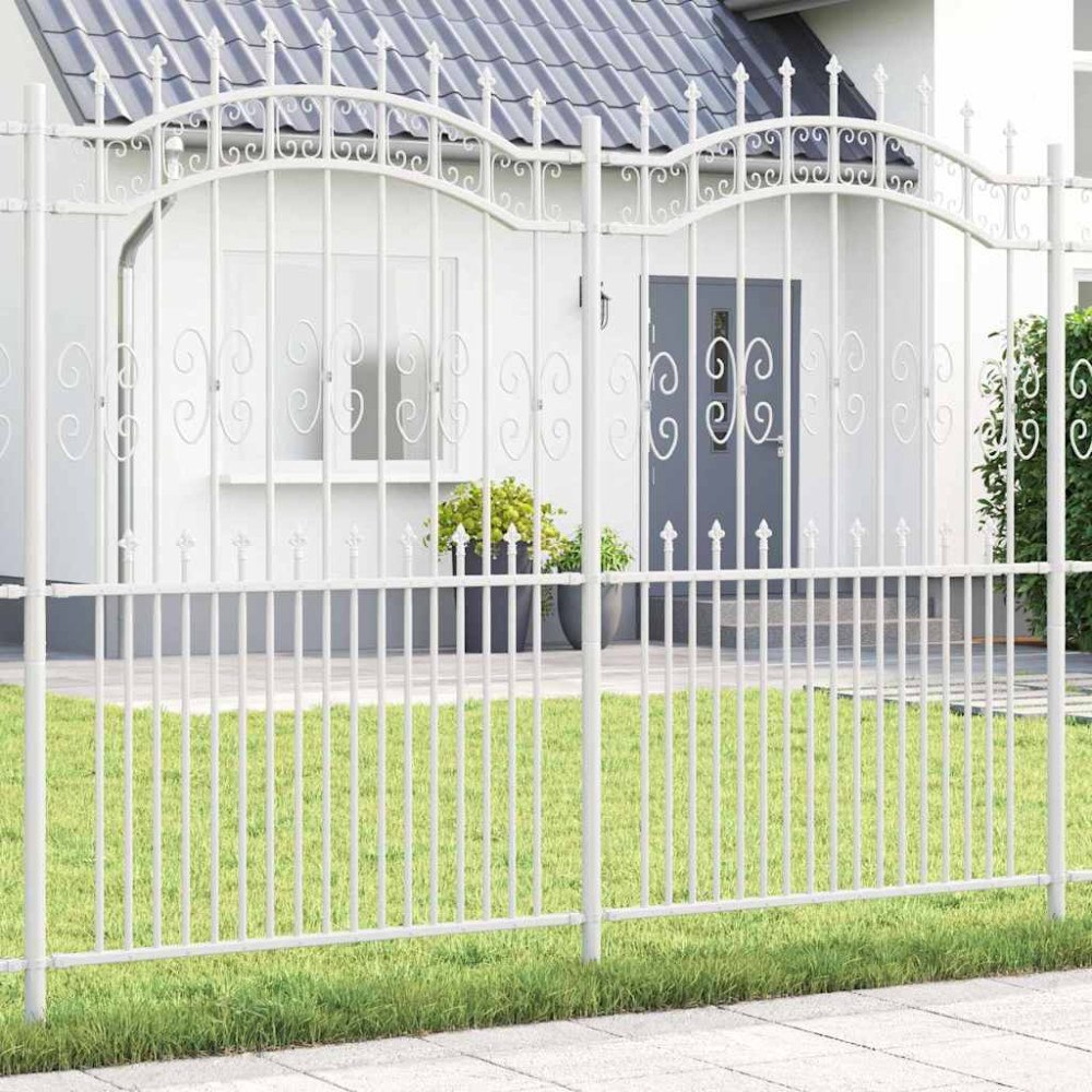vidaXL Trädgårdsstaket Vit 215 cm Pulverlackerad stål