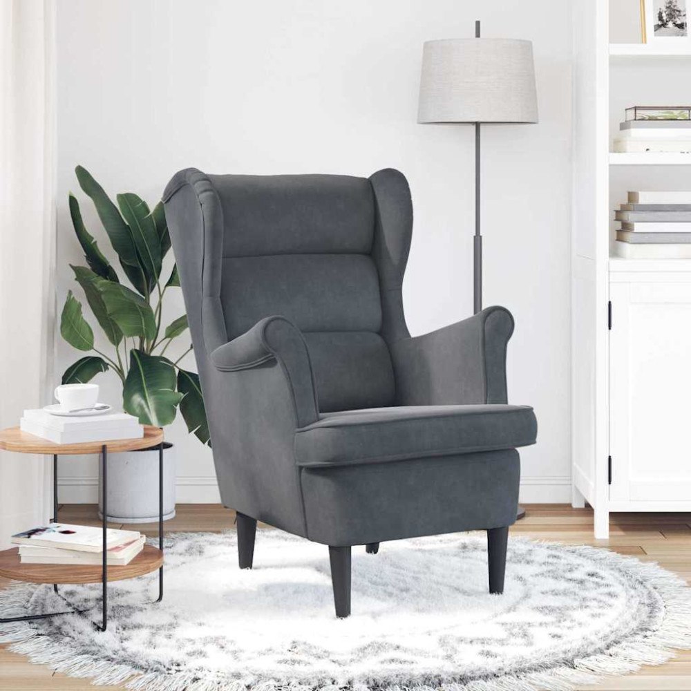 vidaXL Fåtölj Mörkgrå 71 x 92 x 91 cm Sammet