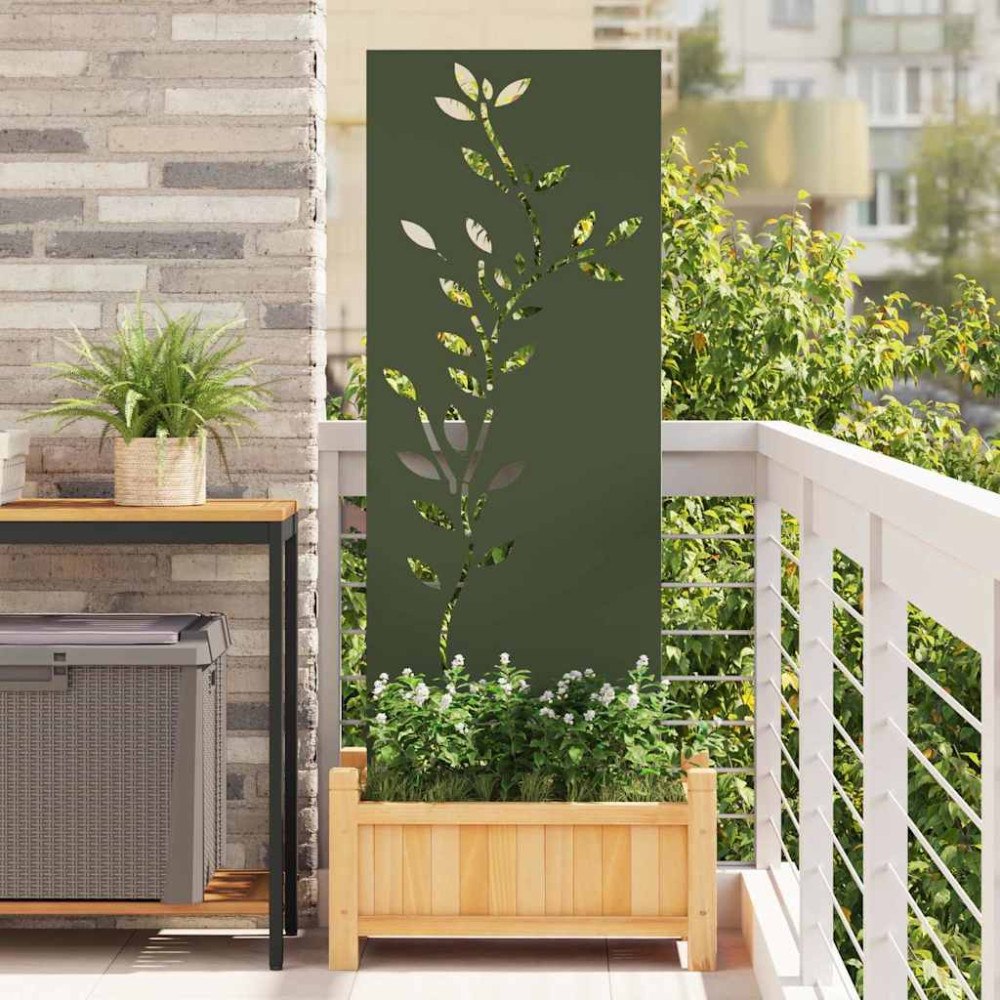 vidaXL Dekorativ Trädgårdspanel Olivgrön 50 x 140 cm Kallvalsat stål