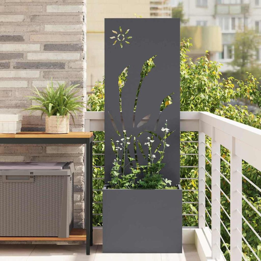 vidaXL Trädgårdsplanterare med dekorativ panel Antracit 50 x 140 cm