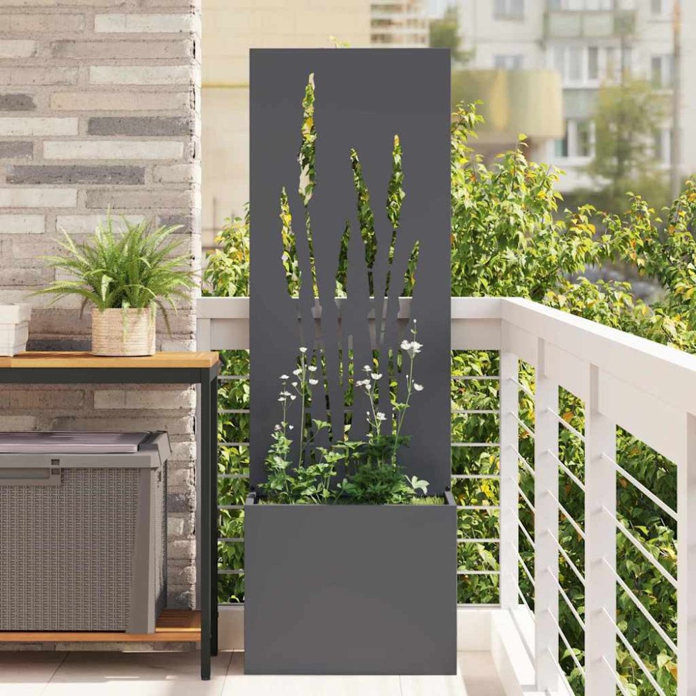 vidaXL Trädgårdsplanterare med dekorativ panel Antracit 50 x 140 cm