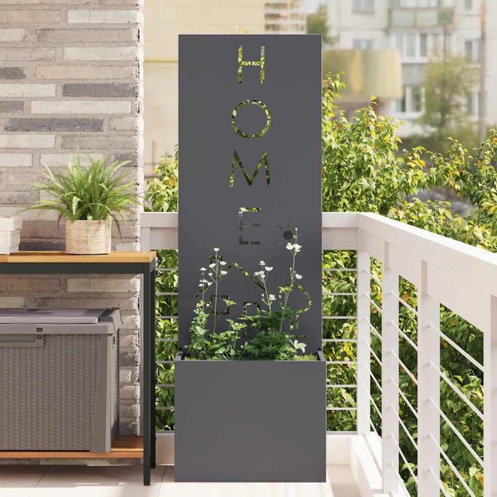 vidaXL Trädgårdsplanterare med dekorativ panel Antracit 50 x 140 cm