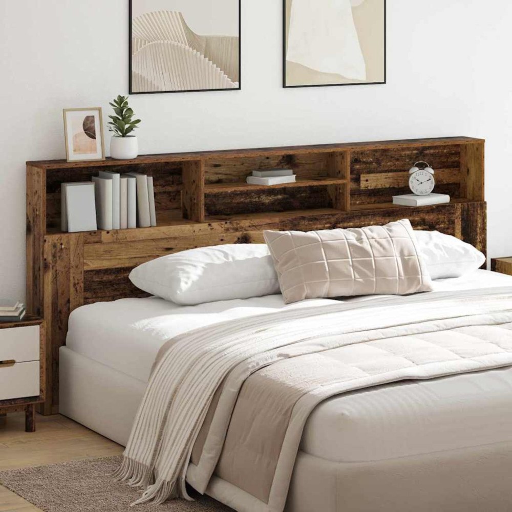 vidaXL Sänggavelsskåp Gammalt trä 220 x 19 x 101.5 cm Konstruerat trä