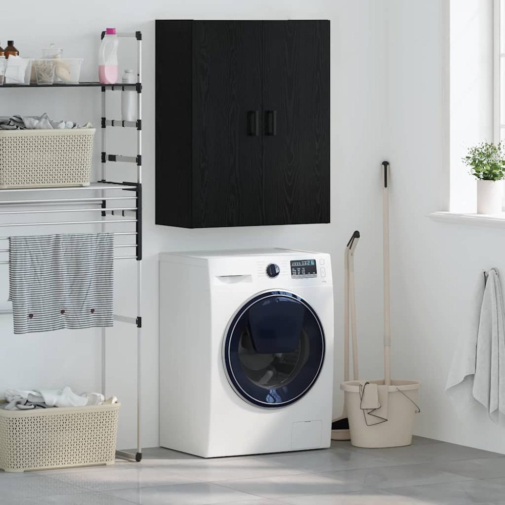 vidaXL Väggskåp Väggmonterad Svart 69.5 x 34 x 90 cm Konstruerat trä