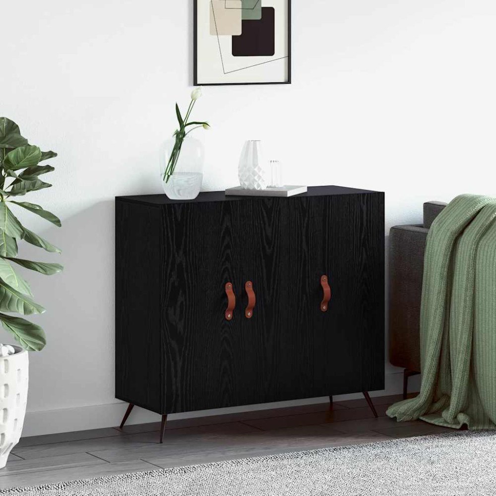 vidaXL Sideboard Svart 90 x 34 x 80 cm Konstruerat trä