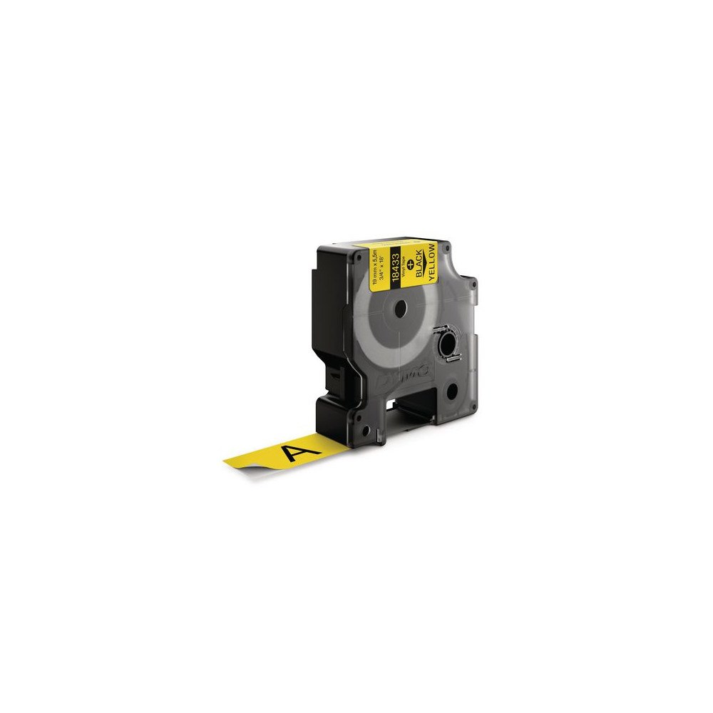 DYMO Tape Rhino vinyl 19mm x5,5m svart på gul