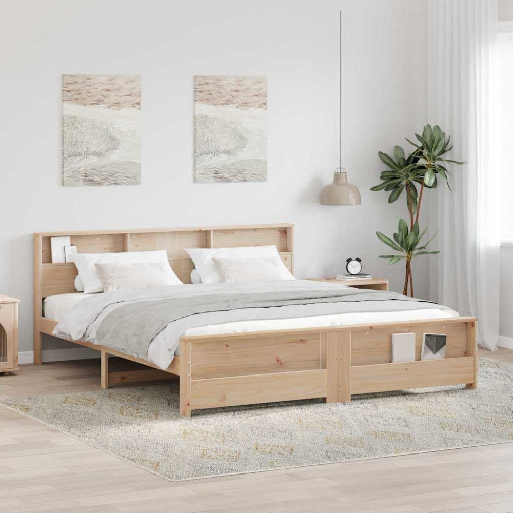 vidaXL Sängram med huvudgavel Brun 200 x 200 cm Konstruerat trä