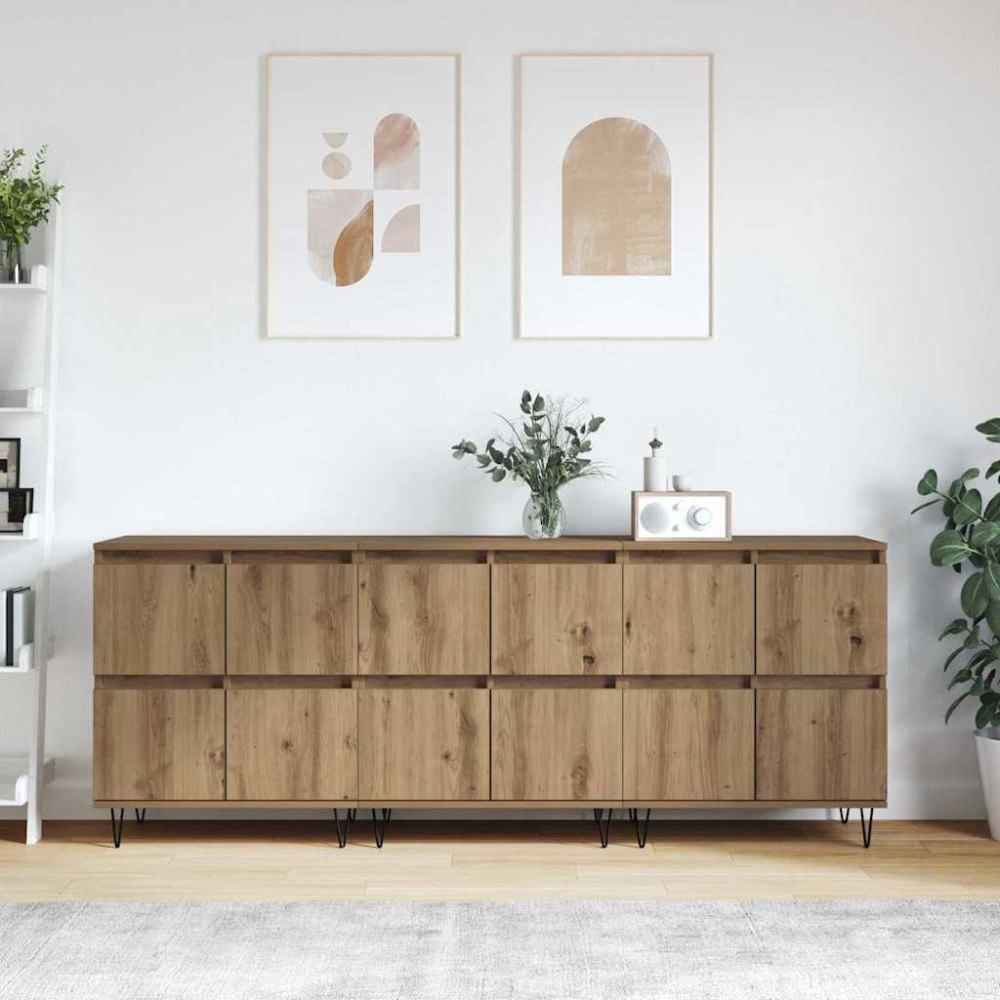 vidaXL Skåp 3 pcs artisan ek 180 x 35 x 70 cm Konstruerat trä