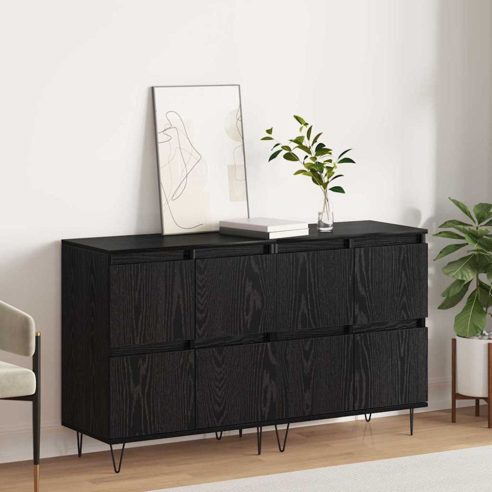 vidaXL Skåp 2 pcs Svart ek 120 x 35 x 70 cm Konstruerat trä