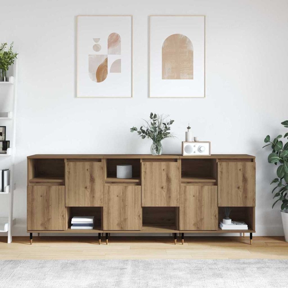 vidaXL Skåp 3 pcs artisan ek 180 x 35 x 70 cm Konstruerat trä