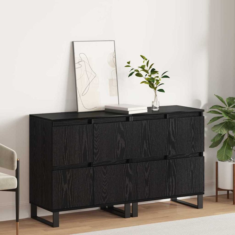 vidaXL Skåp 2 pcs Svart ek 120 x 35 x 70 cm Konstruerat trä