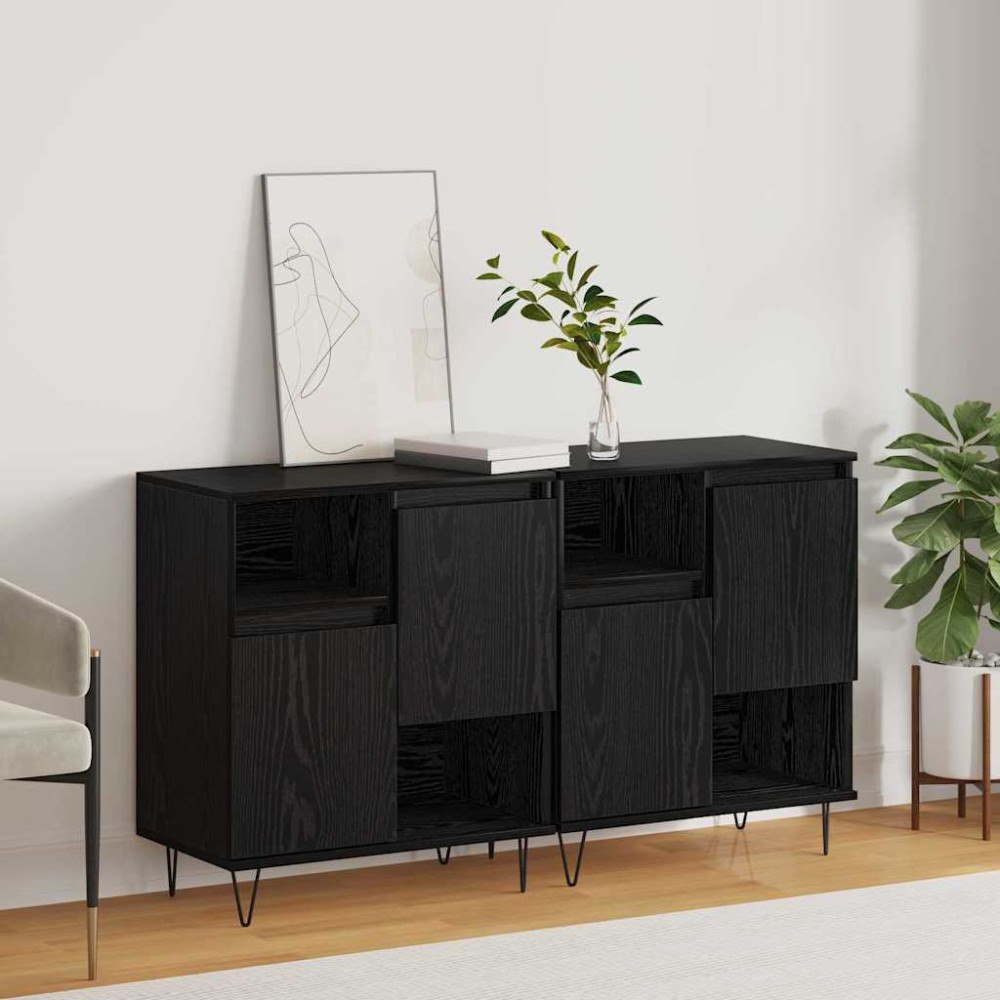 vidaXL Skåp 2 pcs Svart ek 120 x 35 x 70 cm Konstruerat trä