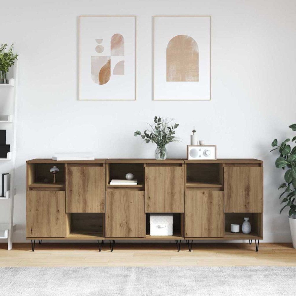 vidaXL Skåp 3 pcs artisan ek 180 x 35 x 70 cm Konstruerat trä
