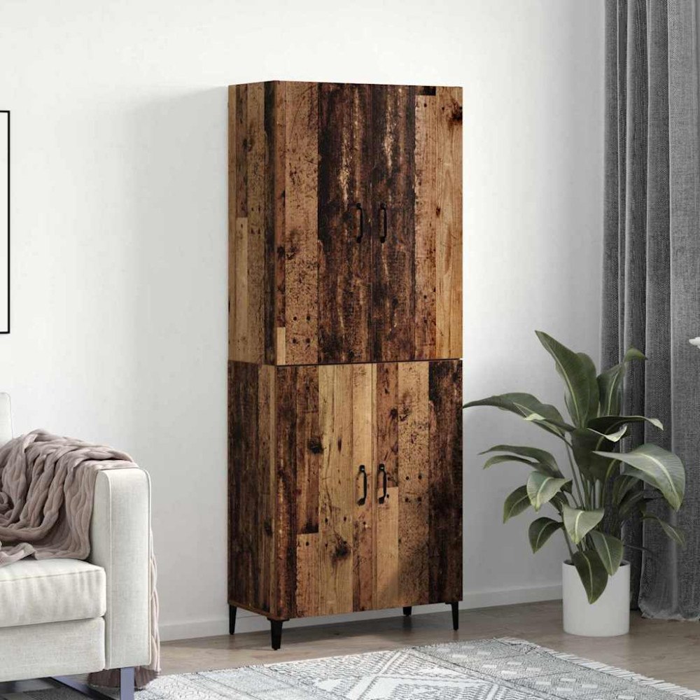 vidaXL Skåp 2 pcs Gammalt trä 69.5 x 34 x 180 cm Konstruerat trä