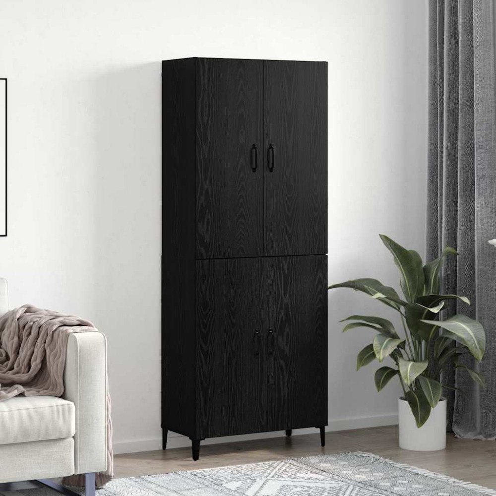 vidaXL Skåp 2 pcs Svart ek 69.5 x 34 x 180 cm Konstruerat trä