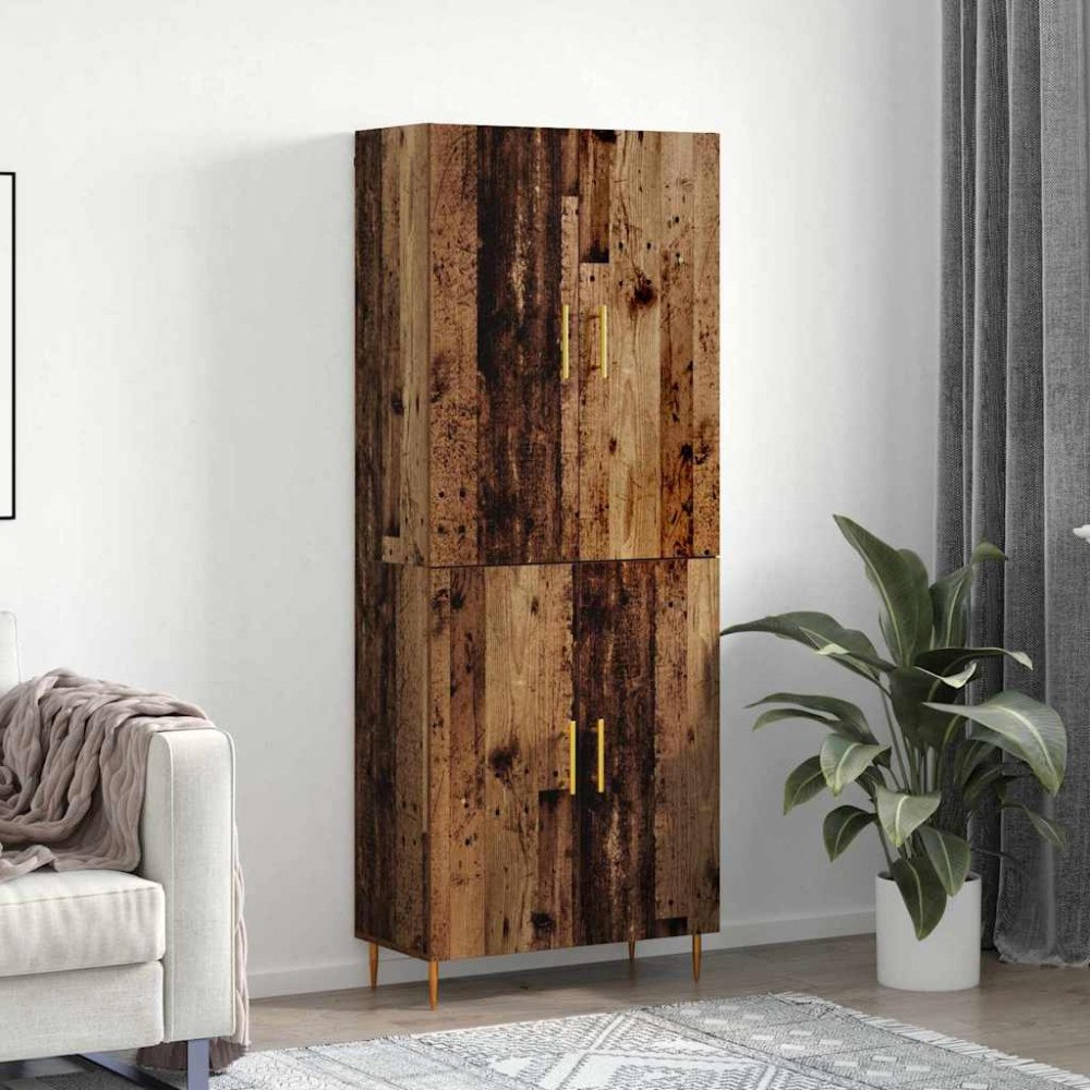 vidaXL Skåp Gammalt trä 69.5 x 34 x 180 cm Konstruerat trä