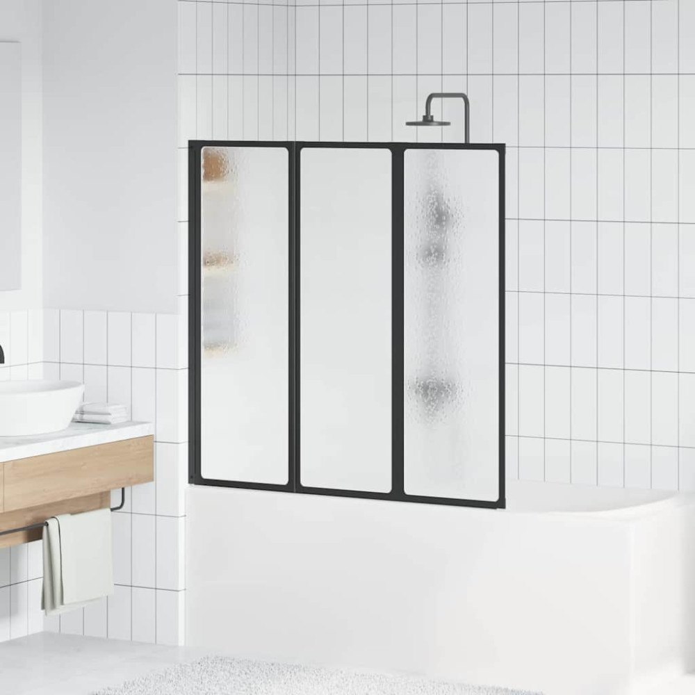 vidaXL Duschvägg Svart 120 x 2 x 117 cm Aluminium