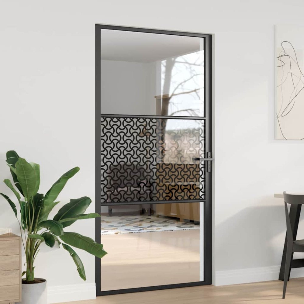 vidaXL Inredningsdörr Svart 102.5 x 201.5 cm Härtat glas, Aluminium