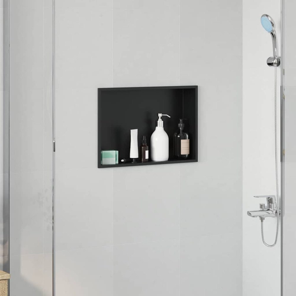 vidaXL Dusch Nisch Svart 45 x 30 x 9.5 cm Rostfritt stål
