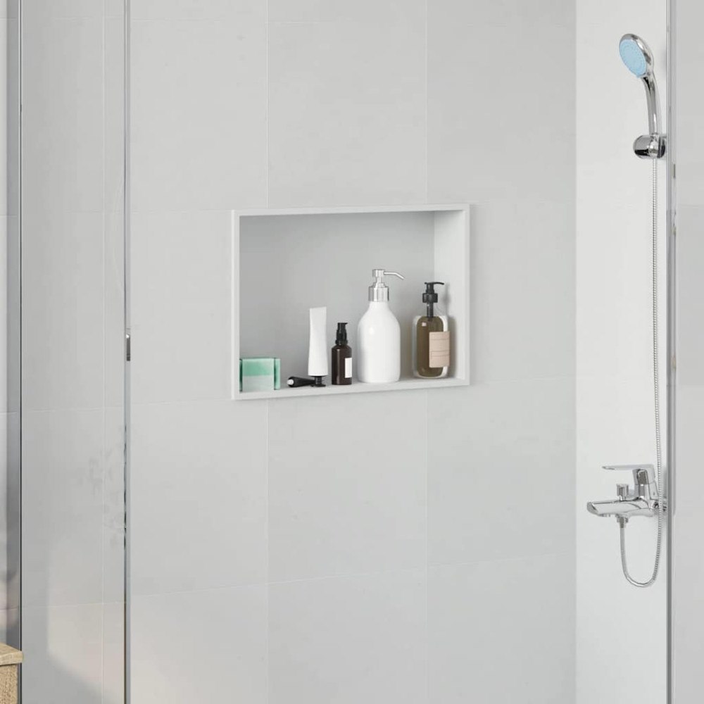 vidaXL Dusch Nisch Vit 45 x 30 x 9.5 cm Rostfritt stål
