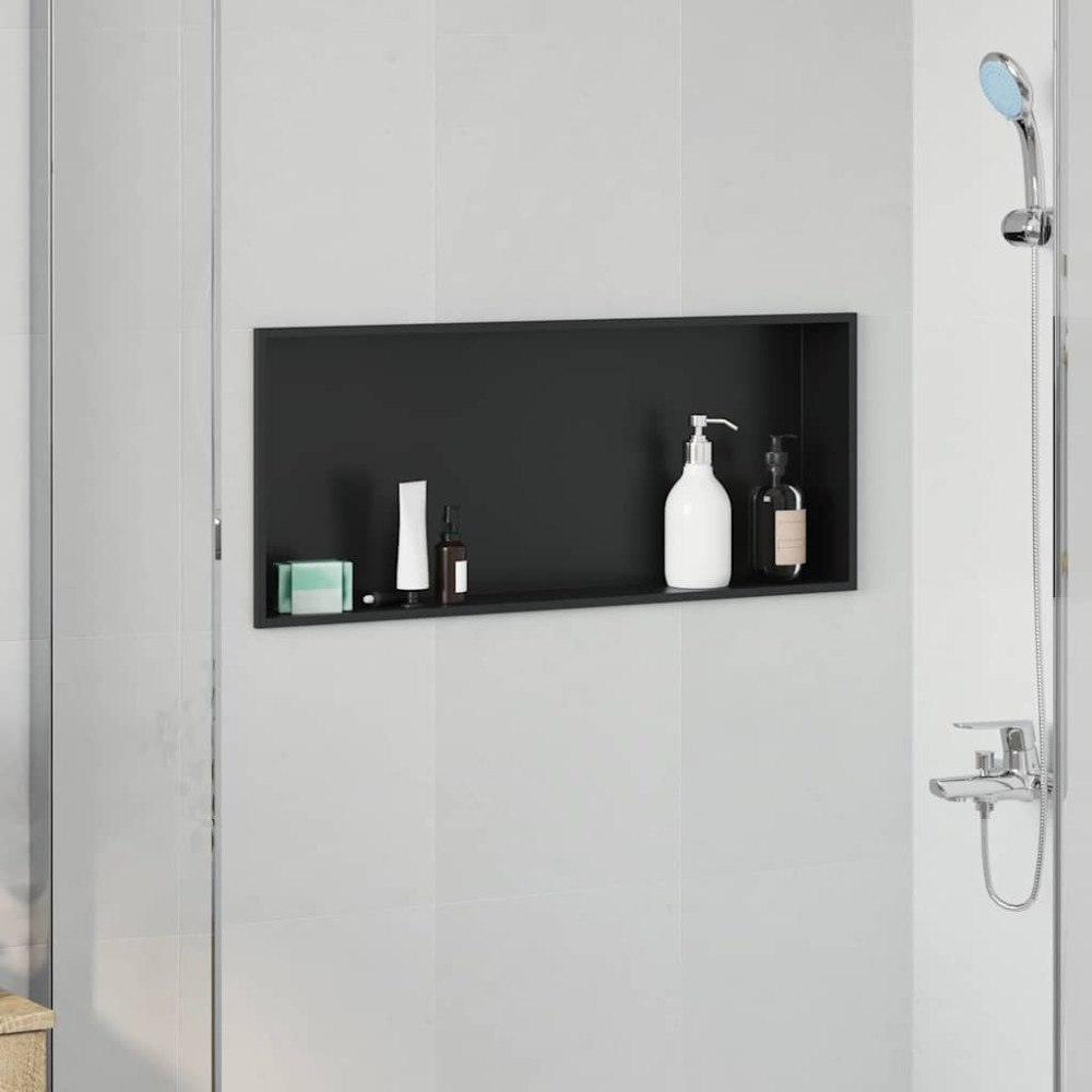 vidaXL Dusch Nisch Svart 75 x 30 x 9.5 cm Rostfritt stål