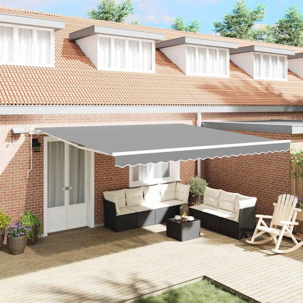 vidaXL Markisram med LED -remsljus Vit 450 × 350 cm Aluminium