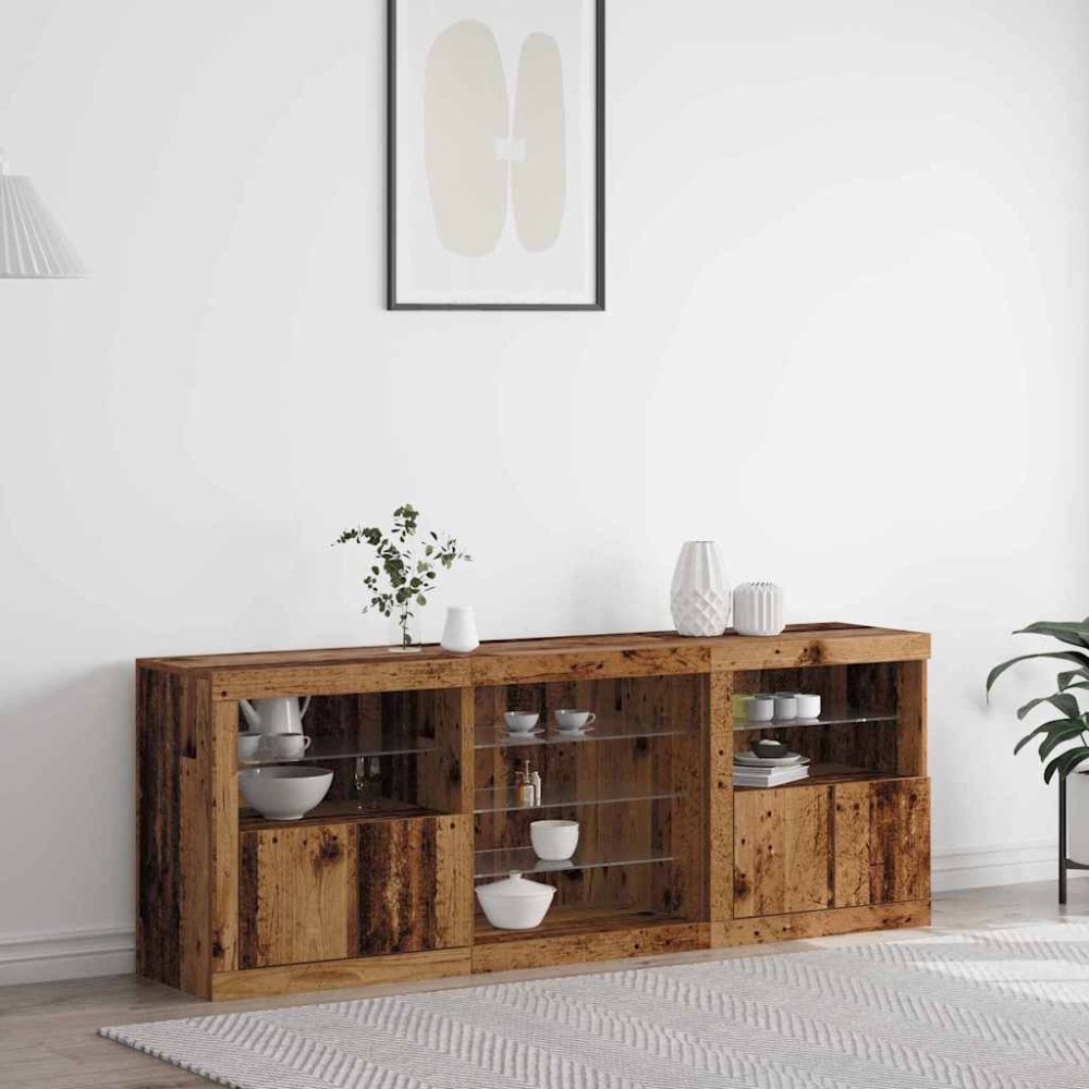 vidaXL Sideboard Gammalt trä 181,5 x 37 x 67 cm Konstruerat trä