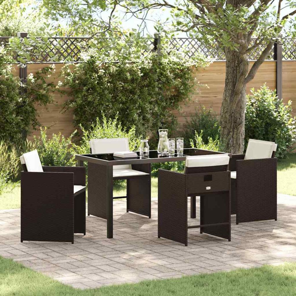 vidaXL Trädgårdsmöbelset 5 pcs Brun konstrotting