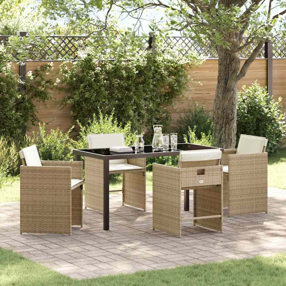 vidaXL Trädgårdsmöbelset 5 pcs Beige konstrotting