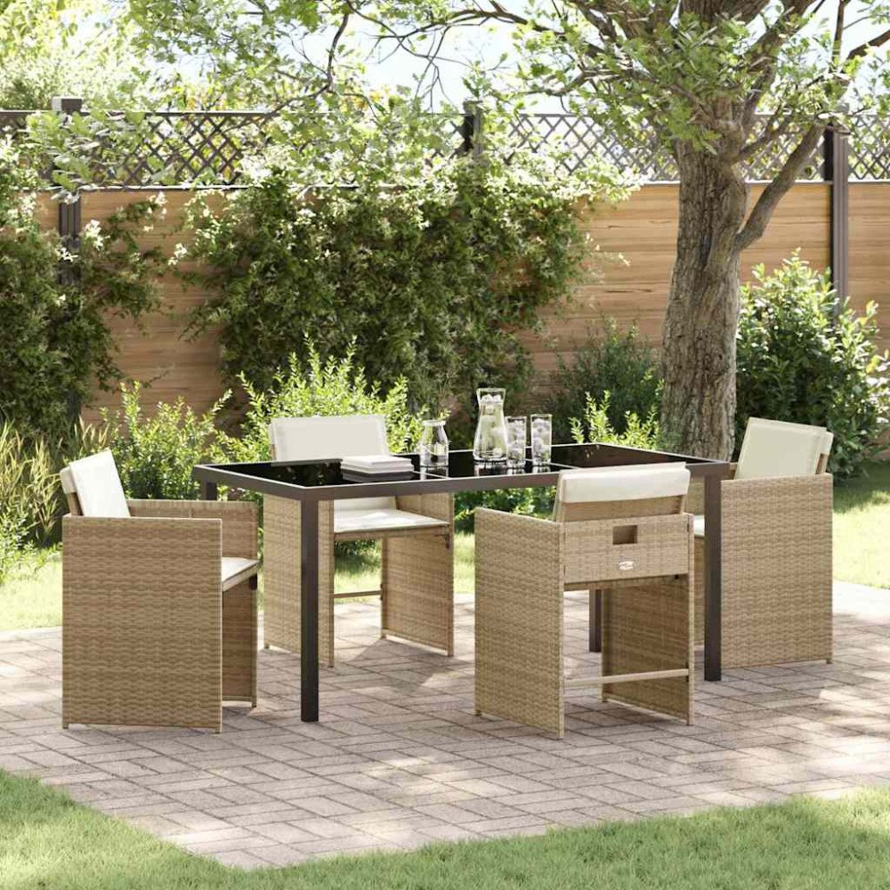 vidaXL Trädgårdsmöbelset 5 pcs Beige konstrotting