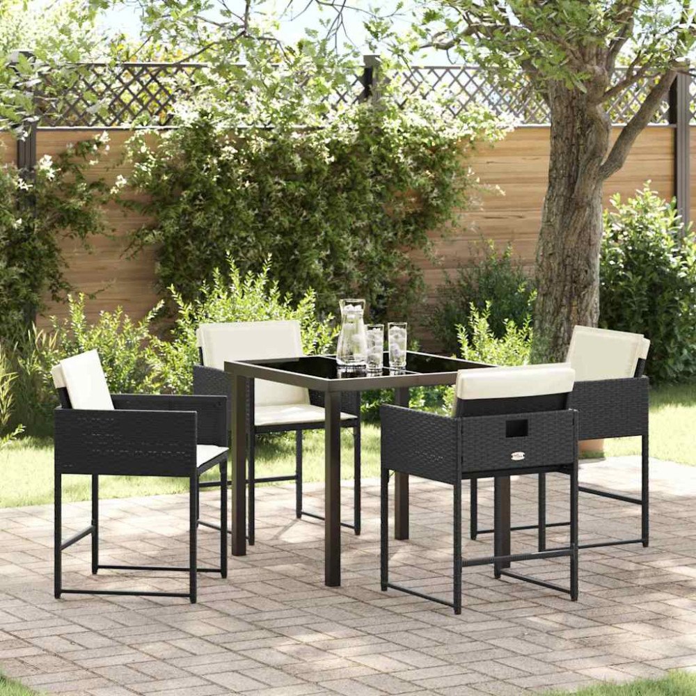vidaXL Trädgårdsmöbelset 5 pcs Svart konstrotting