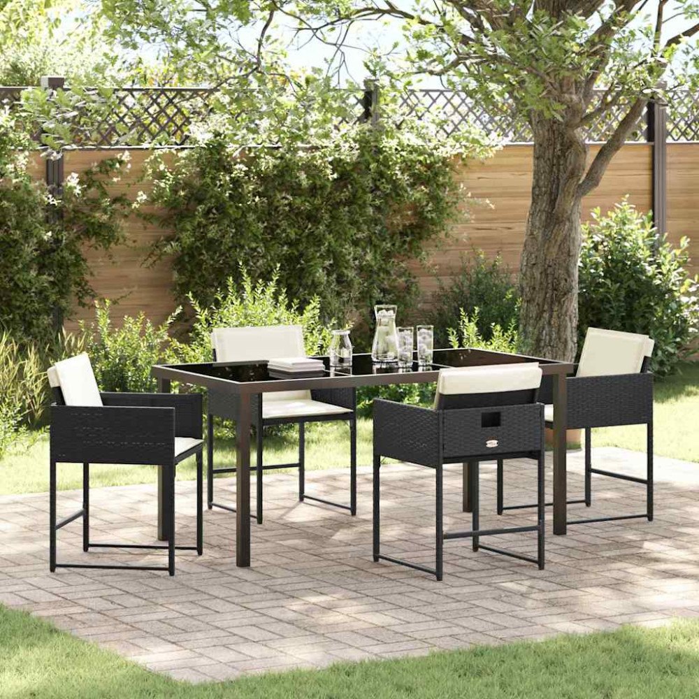 vidaXL Trädgårdsmöbelset 5 pcs Svart konstrotting