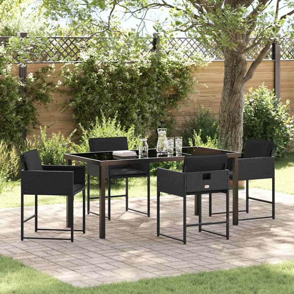 vidaXL Trädgårdsmöbelset 5 pcs Svart konstrotting