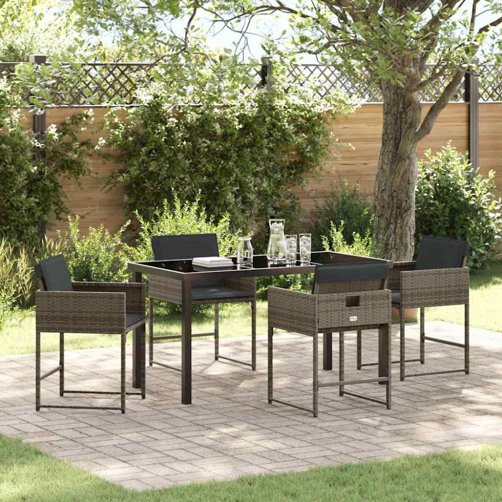 vidaXL Trädgårdsmöbelset 5 pcs Grå konstrotting