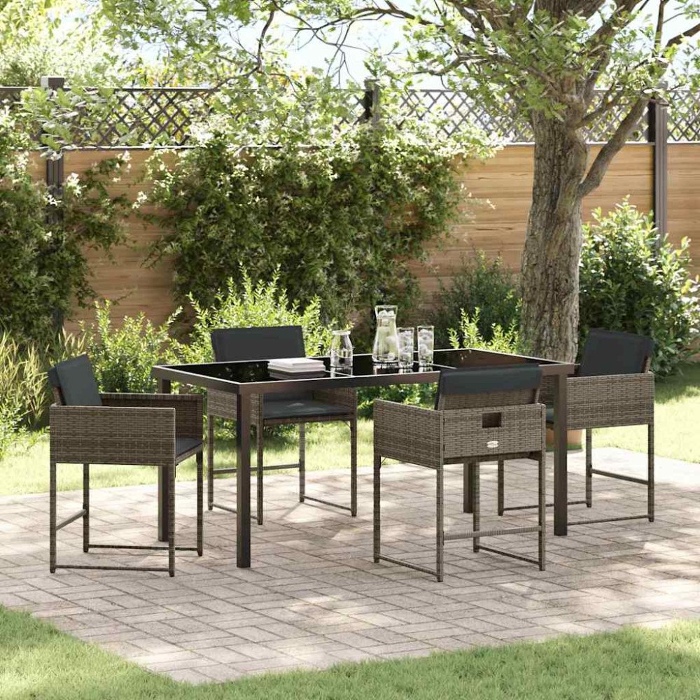 vidaXL Trädgårdsmöbelset 5 pcs Grå konstrotting