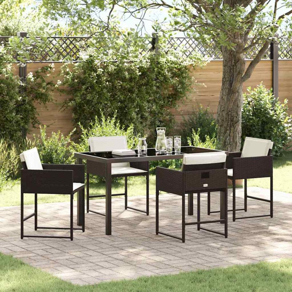 vidaXL Trädgårdsmöbelset 5 pcs Brun konstrotting
