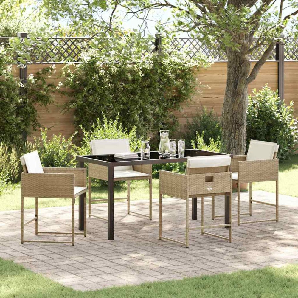 vidaXL Trädgårdsmöbelset 5 pcs Beige konstrotting