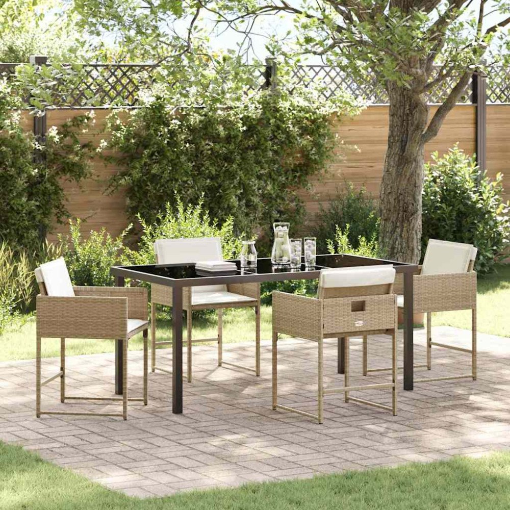 vidaXL Trädgårdsmöbelset 5 pcs Beige konstrotting