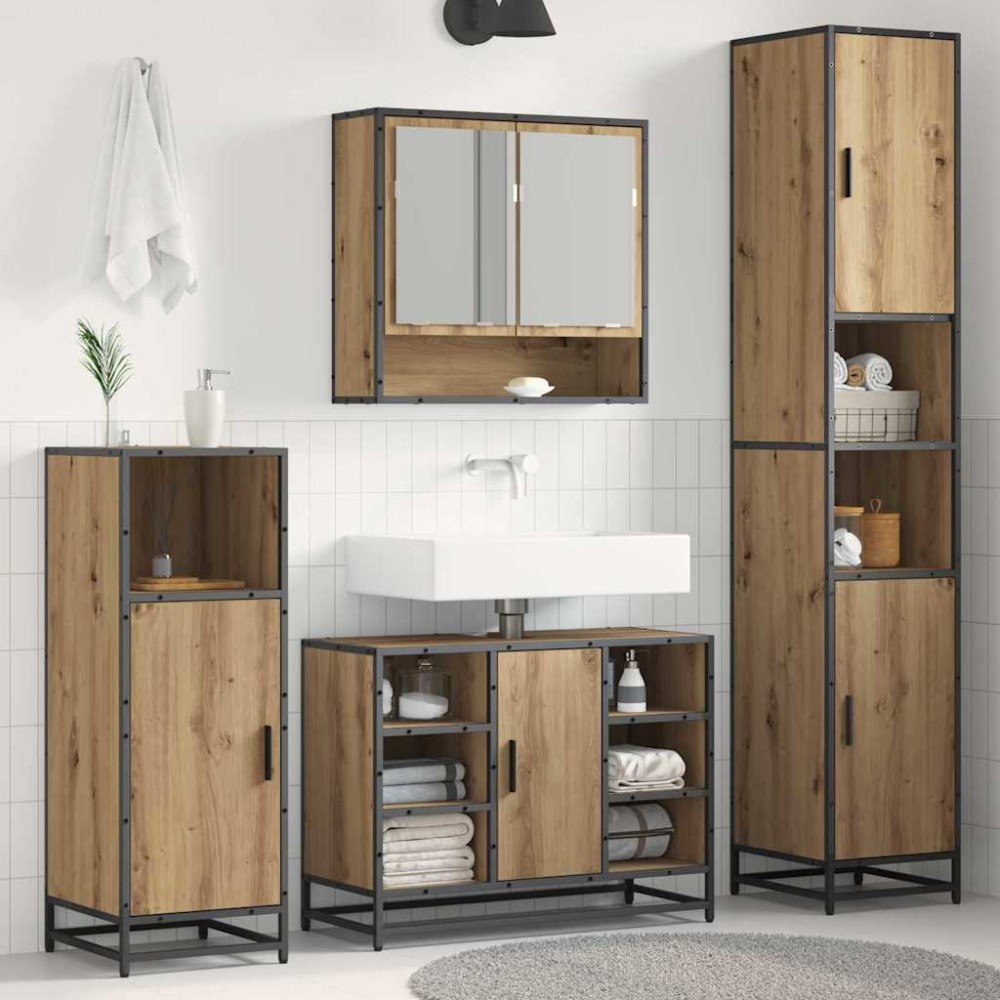 vidaXL Badrumsskåp artisan ek 35 x 37.5 x 188.5 cm Konstruerat trä
