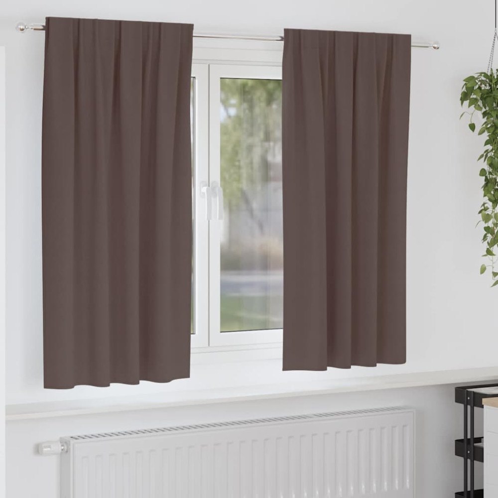 vidaXL Gardiner med gardiner 2 pcs Mörkbrun Polyester