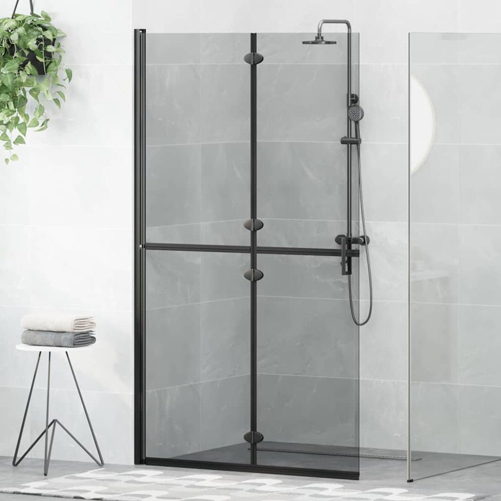 vidaXL Walk-in duschvägg Svart och mörk genomskinlig 110 x 190 cm